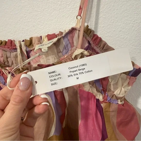 Joyce & Girls Coconut Cotton Silk Off The Shoulder Long Sleeve Maxi Dress M - Picture 5 of 8